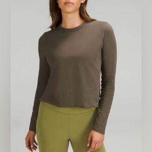 Lululemon Classic-Fit Cotton-Blend Long Sleeve Shirt Carob Brown Size 18